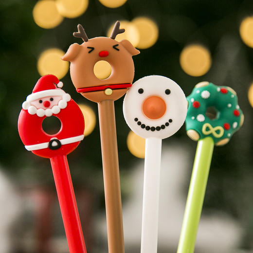 三年二班圣诞甜甜圈中性笔可爱萌少女心ins中学生考笔