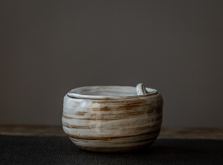 茶香记粉引手刷釉岩陶建水水盂粉引手刷釉手工制作