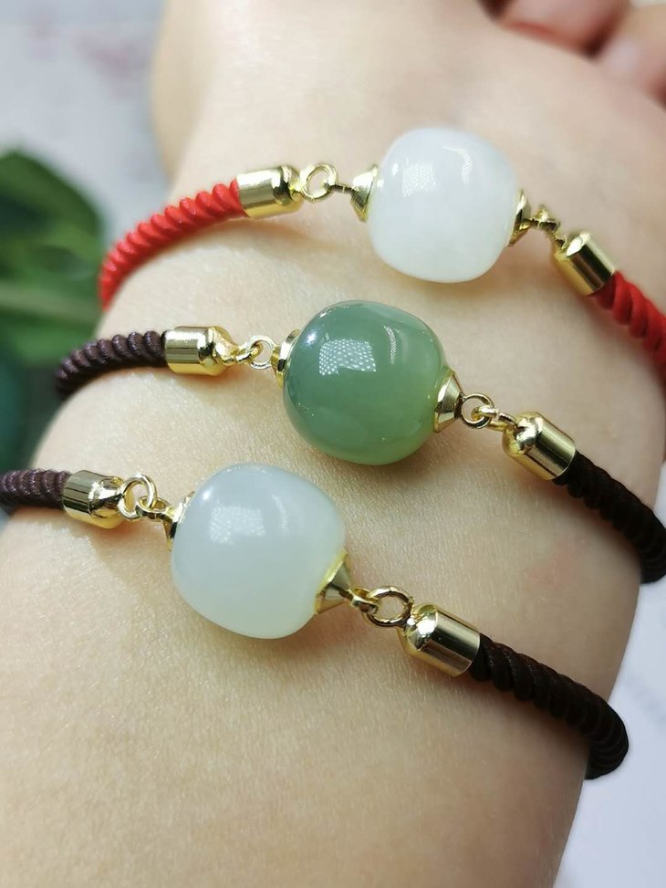 现货秒发和田玉转运珠情侣款手链