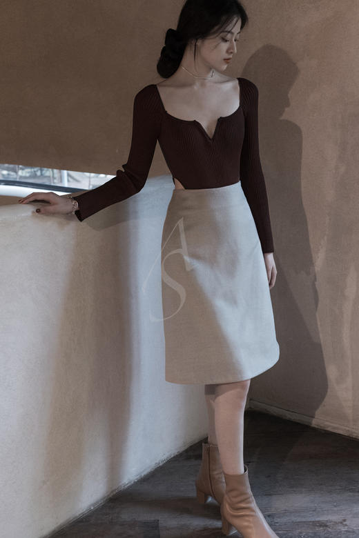 Bevza 豆绿色A字型半裙 商品图2