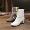 XY-388-2Y轻奢民族风马丁靴提花缎面短靴女粗跟百搭冬季加绒棉靴 商品缩略图3