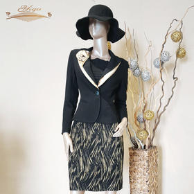 【特惠】YIQU |“牡丹之歌”西装上衣（黑与金）