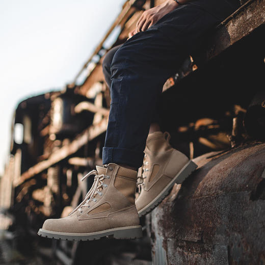 男鞋冬季高帮马丁靴英伦风工装鞋中帮复古沙漠靴男士军靴作战靴子 商品图2