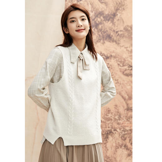 famecoco范可儿马甲秋冬季女羊毛背心外搭针织毛衣马夹F208CA014 商品图1