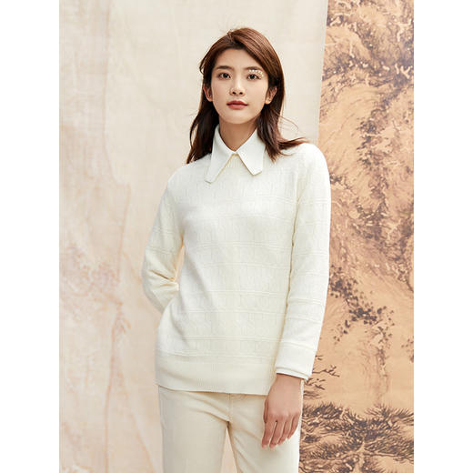 Famecoco范可儿复古毛衣女秋冬外穿森系套头针织衫F208DB017 商品图1