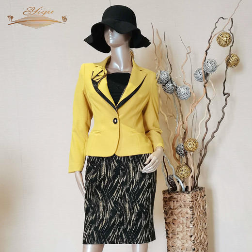 【特惠】YIQU |“牡丹之歌”西装上衣（明黄） 商品图0