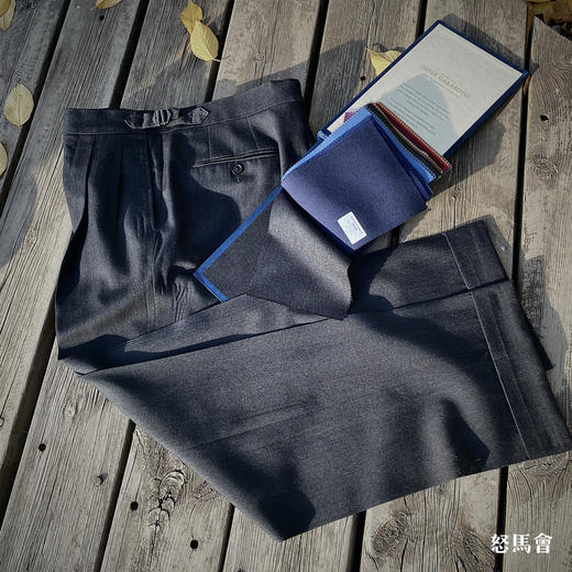 Hardy Minnis Super Gabardine 370克高克重嘎巴甸澳洲美丽诺羊毛炭黑色意式工艺裤装 商品图5