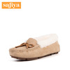 Safiya索菲娅冬季时尚蝴蝶结毛里豆豆鞋平底舒适单鞋女SF83111086 商品缩略图1