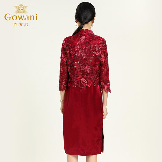 乔万尼重磅蕾丝缎面两件套小礼服红色喜庆气质宴会连衣裙EN1G907 商品图4