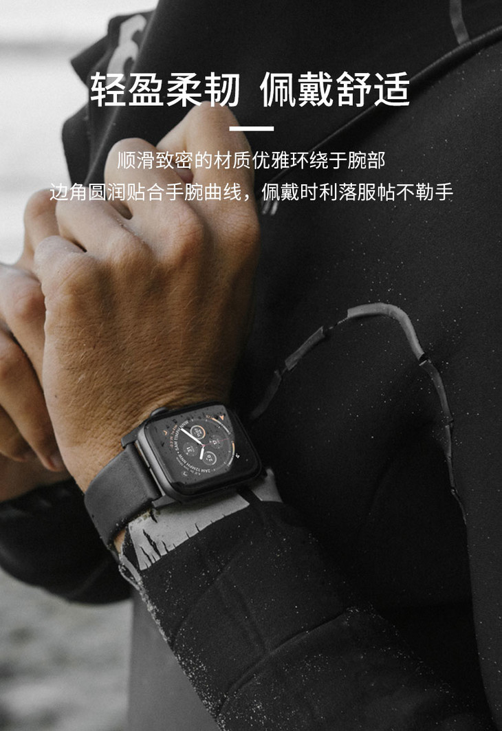 美国nomad 适用于iwatch氟橡胶表带运动防水硅胶表带42mm/44m