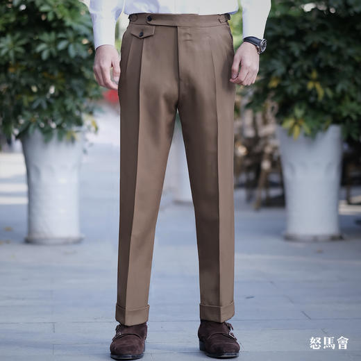 Hardy Minnis Super Gabardine 370克高克重嘎巴甸澳洲美丽诺羊毛深卡其色意式工艺裤装 商品图0