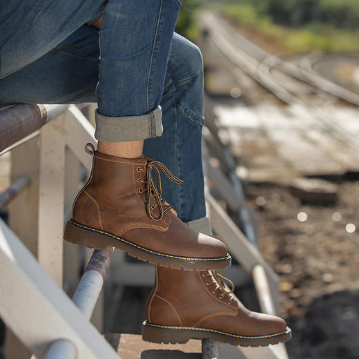 黑色马丁靴男鞋冬季百搭高帮皮靴子加绒雪地靴中帮英伦风工装鞋 商品图6