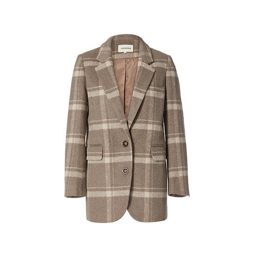 Famecoco范可儿毛呢西装外套格子西服上衣F208AB004 商品图4