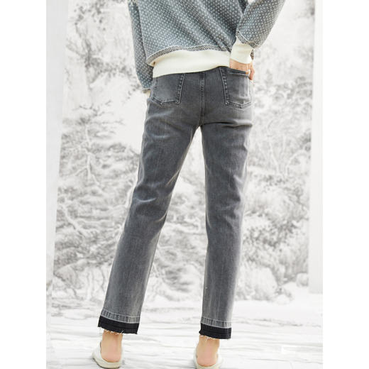 Famecoco范可儿直筒牛仔裤女秋冬设计感裤子F208GA013 商品图4