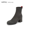 westory商场专柜同款秋冬短靴瘦瘦靴粗跟弹力布女靴冬W284S81021 商品缩略图0