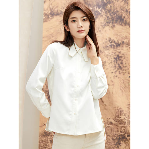 Famecoco范可儿衬衫上衣女秋冬设计感长袖法式气质衬衣F208BA016 商品图0