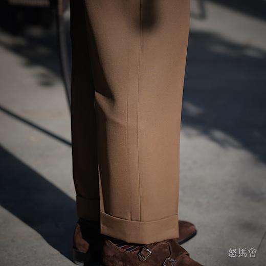 Hardy Minnis Super Gabardine 370克高克重嘎巴甸澳洲美丽诺羊毛深卡其色意式工艺裤装 商品图3