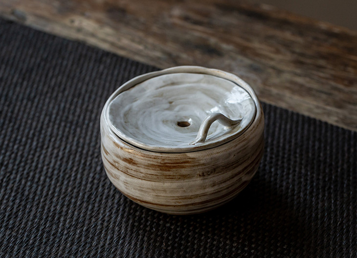 茶香记粉引手刷釉岩陶建水水盂粉引手刷釉手工制作