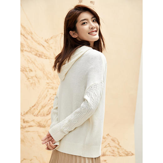 famecoco范可儿宽松韩系毛衣女秋冬外穿套头连帽针织衫F208DB025 商品图2