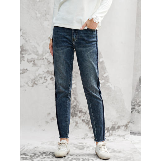 Famecoco范可儿牛仔裤直筒修身显瘦小脚裤F208GA014 商品图3