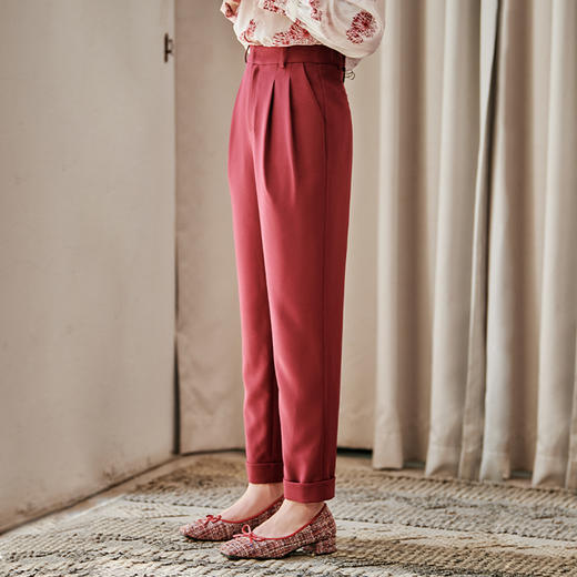 欧芮儿高腰锥形休闲裤女新款直筒宽松哈伦裤职业西裤 商品图3