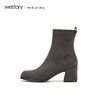 westory商场专柜同款秋冬短靴瘦瘦靴粗跟弹力布女靴冬W284S81021 商品缩略图2