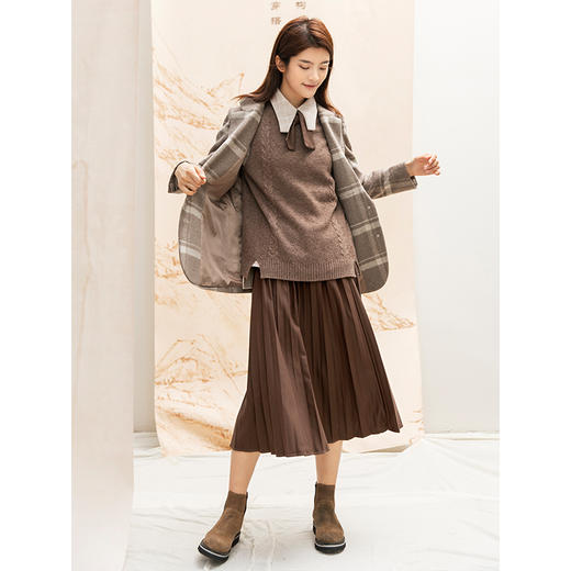 Famecoco范可儿毛呢西装外套格子西服上衣F208AB004 商品图2