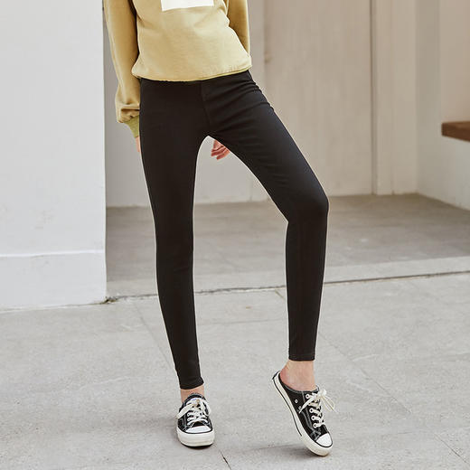 欧芮儿高腰显瘦休闲裤女新款修身黑色打底铅笔裤 商品图1