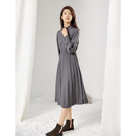 famecoco范可儿连衣裙长袖收腰显瘦气质长裙F208FA007 商品图2
