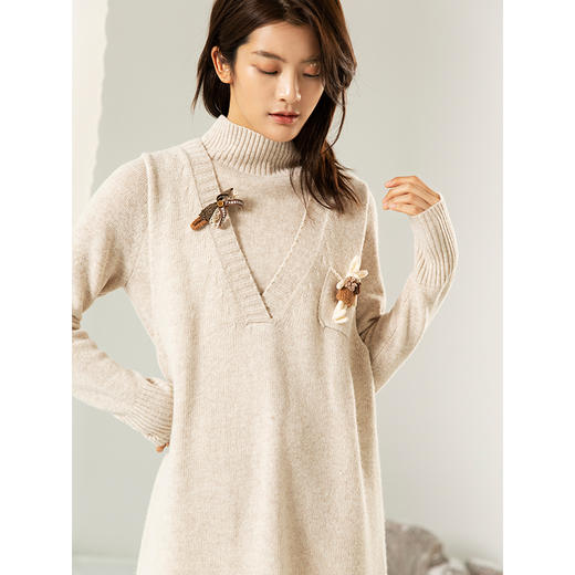 Famecoco范可儿毛衣马甲背心外套女秋冬外搭中长款马夹F208CA007 商品图3