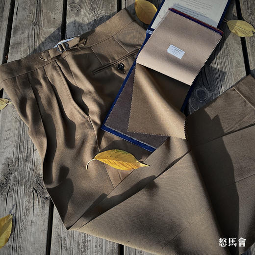 Hardy Minnis Super Gabardine 370克高克重嘎巴甸澳洲美丽诺羊毛深卡其色意式工艺裤装 商品图5