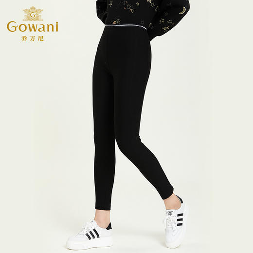 乔万尼冬季舒适弹力百搭黑色加厚保暖小脚裤EB4F121 商品图3