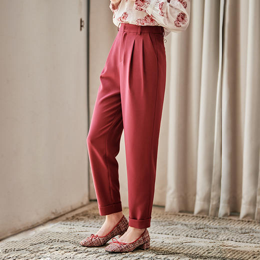 欧芮儿高腰锥形休闲裤女新款直筒宽松哈伦裤职业西裤 商品图2