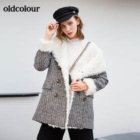 oldcolour冬季新品绵羊毛中长款毛呢外套女L43152339