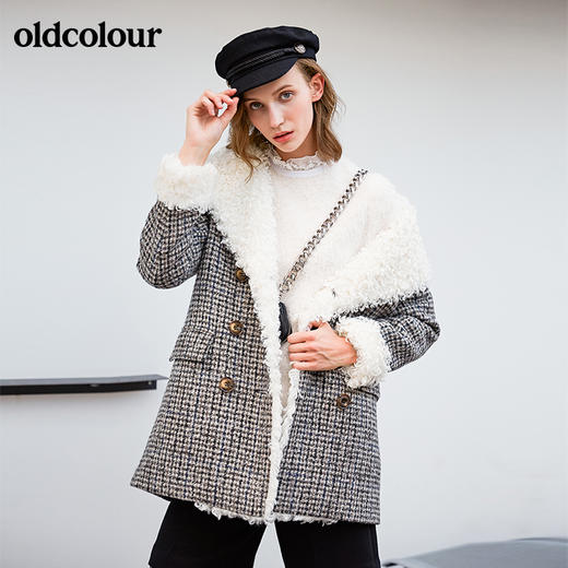 oldcolour冬季新品绵羊毛中长款毛呢外套女L43152339 商品图0