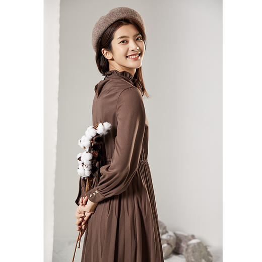 famecoco范可儿连衣裙长袖收腰显瘦气质长裙F208FA007 商品图4