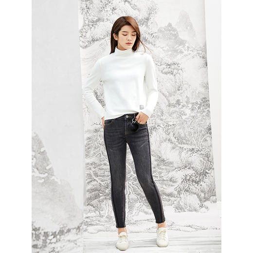 Famecoco范可儿牛仔裤直筒修身显瘦小脚裤F208GA014 商品图2