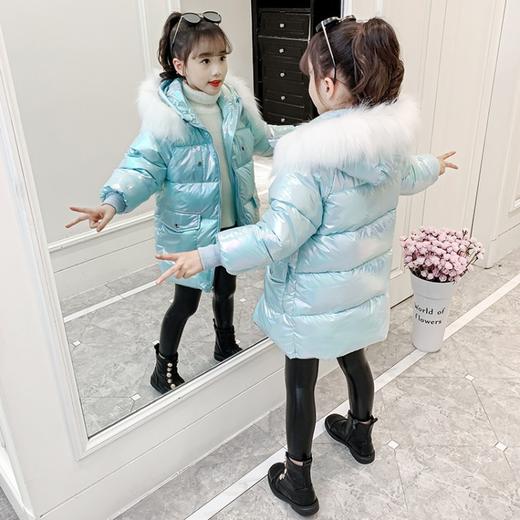 HC-D30-8儿童棉衣女2020冬季新款女童粉色亮面冬装网红棉服外套中长款棉袄 商品图0