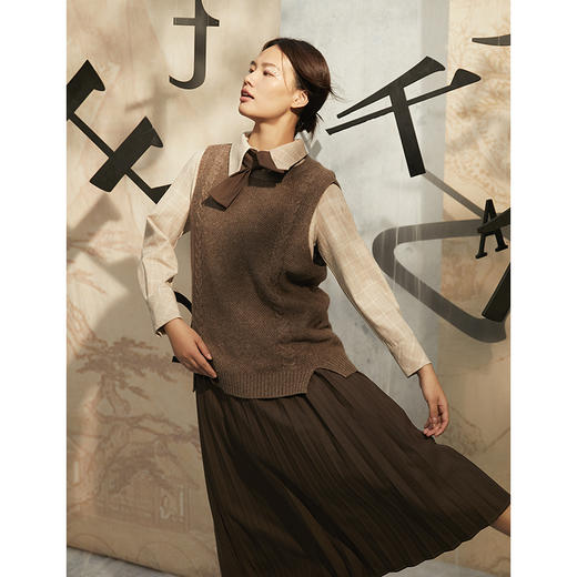 famecoco范可儿马甲秋冬季女羊毛背心外搭针织毛衣马夹F208CA014 商品图2