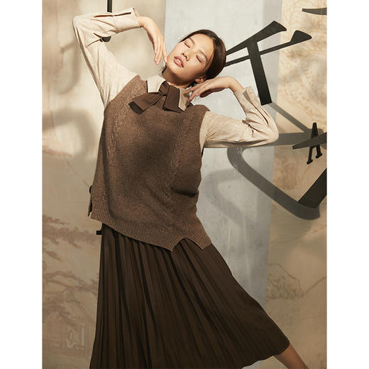 famecoco范可儿马甲秋冬季女羊毛背心外搭针织毛衣马夹F208CA014 商品图3