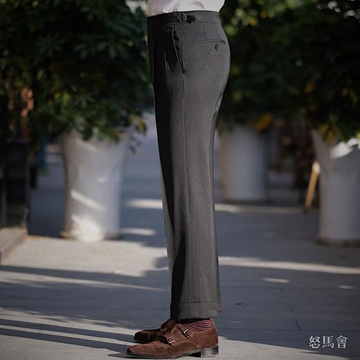 Hardy Minnis Super Gabardine 370克高克重嘎巴甸澳洲美丽诺羊毛炭黑色意式工艺裤装 商品图1