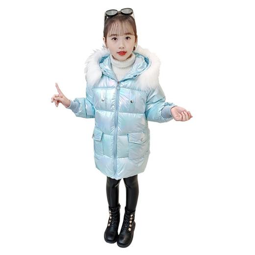HC-D30-8儿童棉衣女2020冬季新款女童粉色亮面冬装网红棉服外套中长款棉袄 商品图4