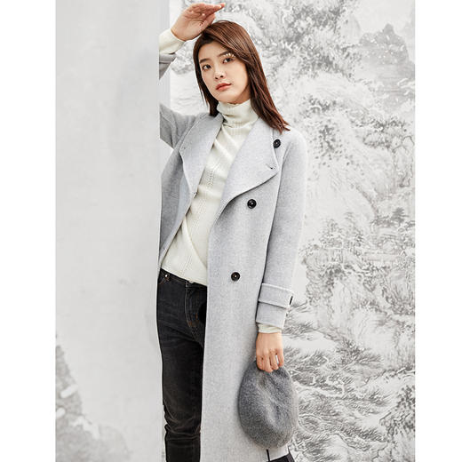 famecoco范可儿毛呢外套秋冬赫本风双面呢大衣中长款F208AC110 商品图2