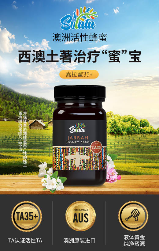 Solulu澳洲原瓶进口红柳桉树蜂蜜TA35+  500g 商品图2