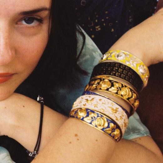 北京仓｜Anna Rivka-BAGATELLE II-复古宫廷风 蓝色 玫瑰金叶 珐琅彩 手镯［法国设计师］ 商品图4