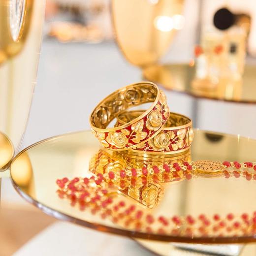 北京仓｜Anna Rivka-BAGATELLE II-复古宫廷风 红色 玫瑰金叶 珐琅彩 手镯［法国设计师］ 商品图2