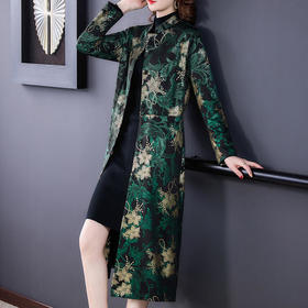 AHM-fls0231过膝时尚气质优雅显瘦印花复古外套