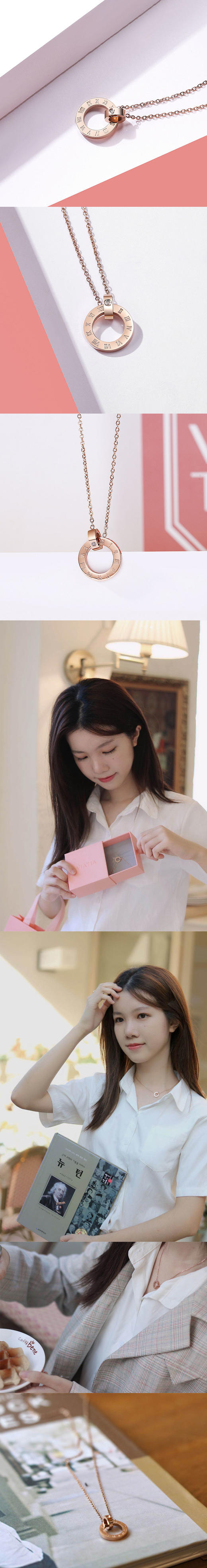 新品包邮罗马数字钻石吊坠项链锁骨欧美日韩纪念女友老婆情人礼物 商品图3