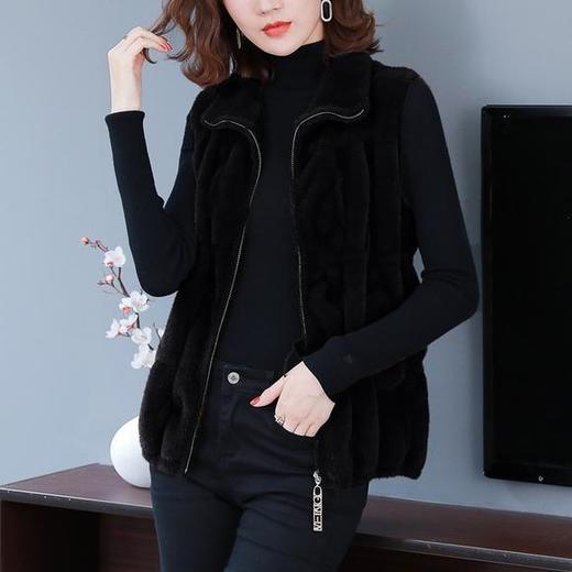 CC-22-8641宽松仿水貂绒针织开衫马甲背心 商品图3