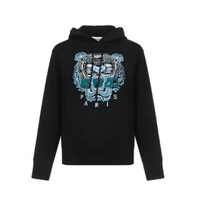 KENZO 高田贤三 秋冬 女士虎头刺绣连帽卫衣运动衫 黑色 FA62 SW871 4XA 99A